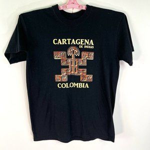 Cartagena Colombia T Shirt Mens Size L Black Native Artwork Short Sleeves